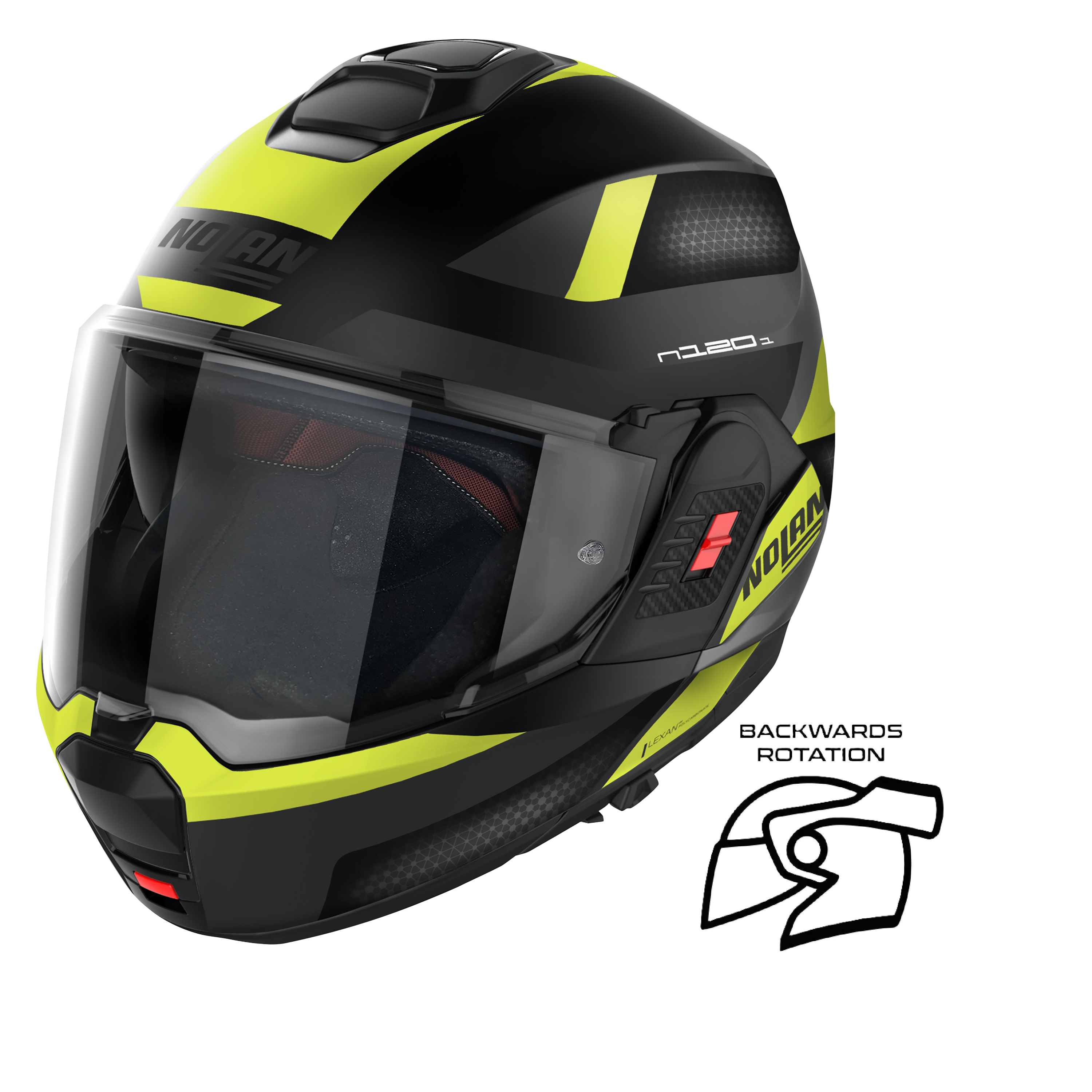 Nolan N120-1 Subway Flat Black/Yellow 23 Flipover Helmet (DD-Ring, PSB – Regina Specialties