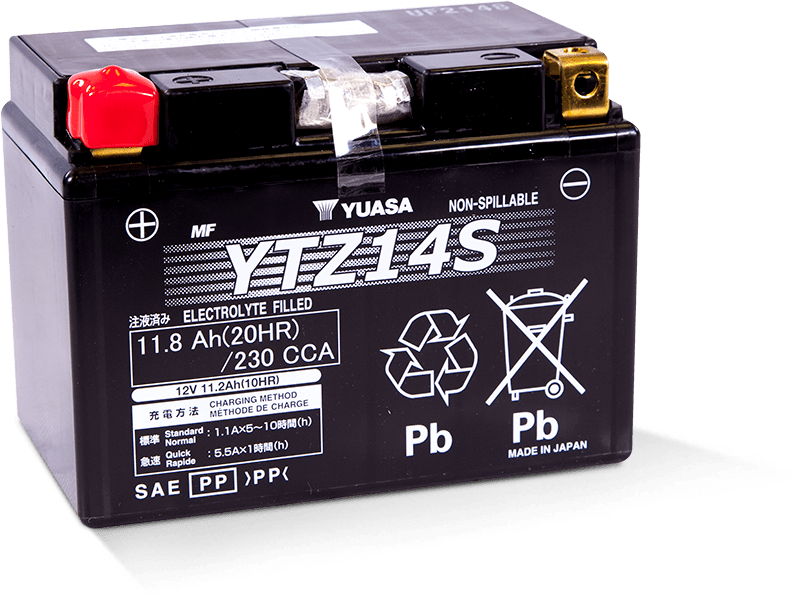 Yuasa YTZ14S Battery Japan Wet Charged Regina Specialties