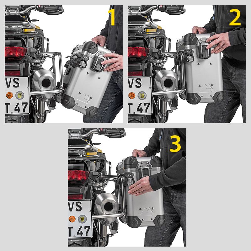 Motorcycle aluminium pannier system ZEGA Evo for BMW R1250GS/ R1250GS Adventure/ R1200GS (LC)/ R1200GS Adventure (LC)