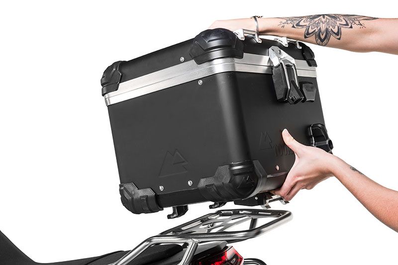 Touratech Motorcycle aluminium topcase ZEGA Evo And-Black, 38 litres with Rapid Trap (01-050-6077-0)