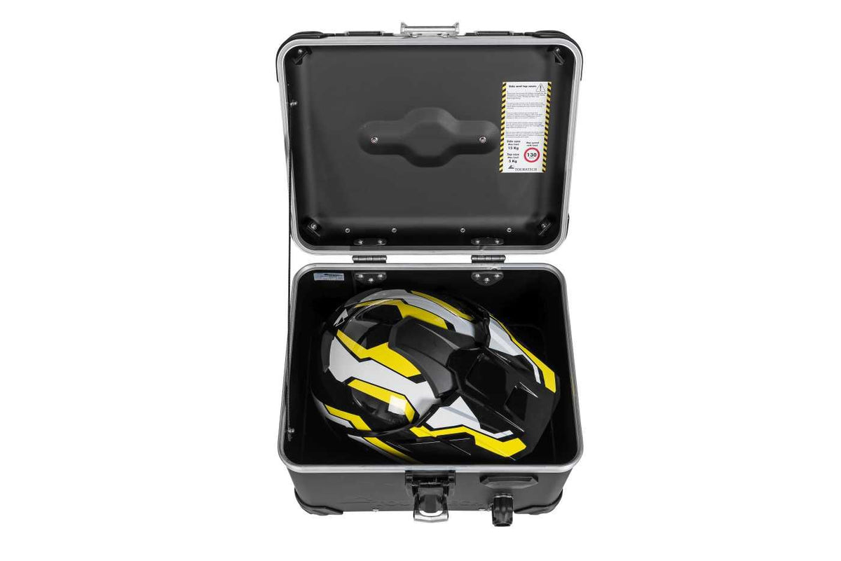 Touratech Motorcycle aluminium topcase ZEGA Evo And-Black, 38 litres with Rapid Trap (01-050-6077-0)