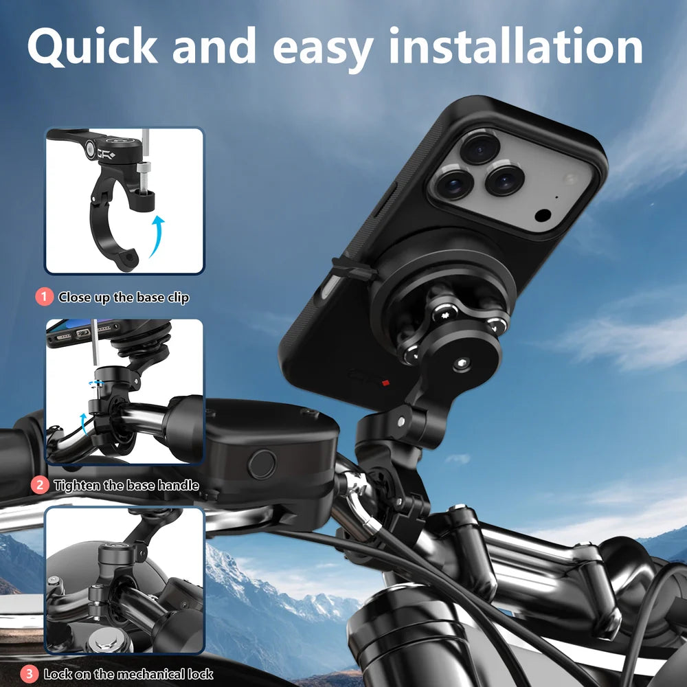 GRXPLORE GR-MT11 Motorcycle Handlebar Phone Mount, Aluminum Quick Release
