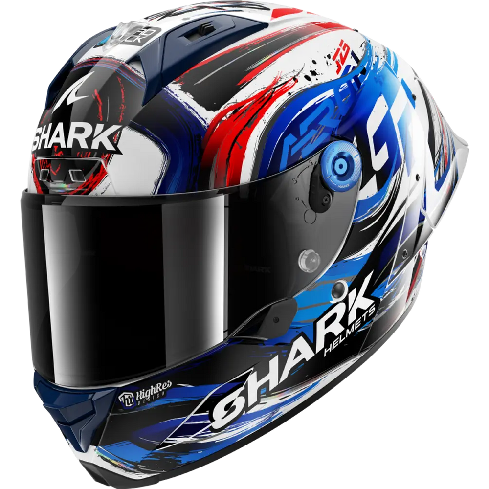 Shark Aeron GP Carbon FIM Racing #1 Replica Zarco Signature White Black Blue (WKB)