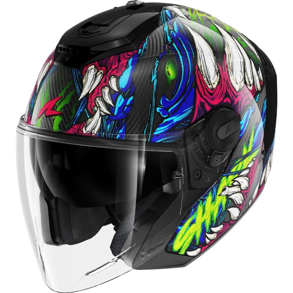 Shark RS Jet Carbon Shaytan Black Green Violet Helmet (KGV)
