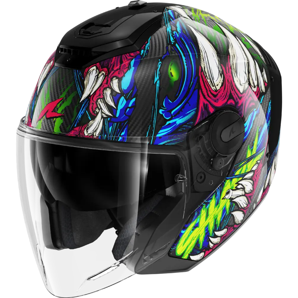 Shark RS Jet Carbon Shaytan Black Green Violet Helmet (KGV)