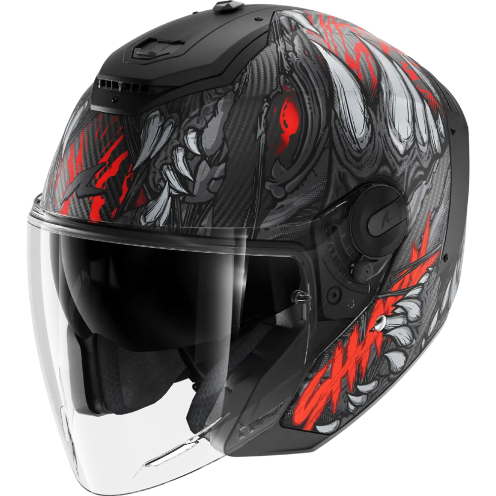 Shark RS Jet Carbon Shaytan Black/Red /Grey Helmet (KRA)