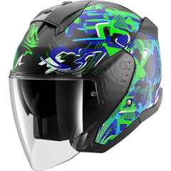 Shark Skwal Jet PRANZ Matt Black/Green/Blue Helmet (KGB)