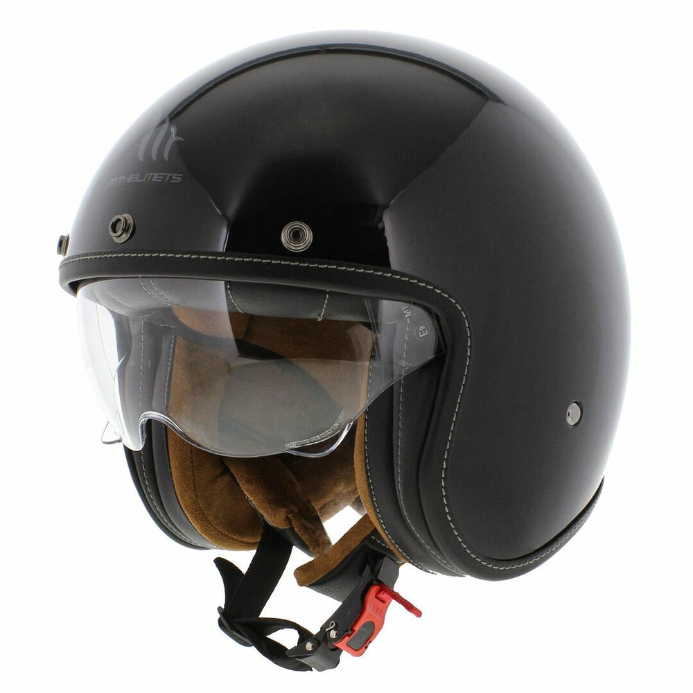 MT Helmets Le Mans 2 SV Solid A1 Gloss Black Retro Classic 3 Button Helmet