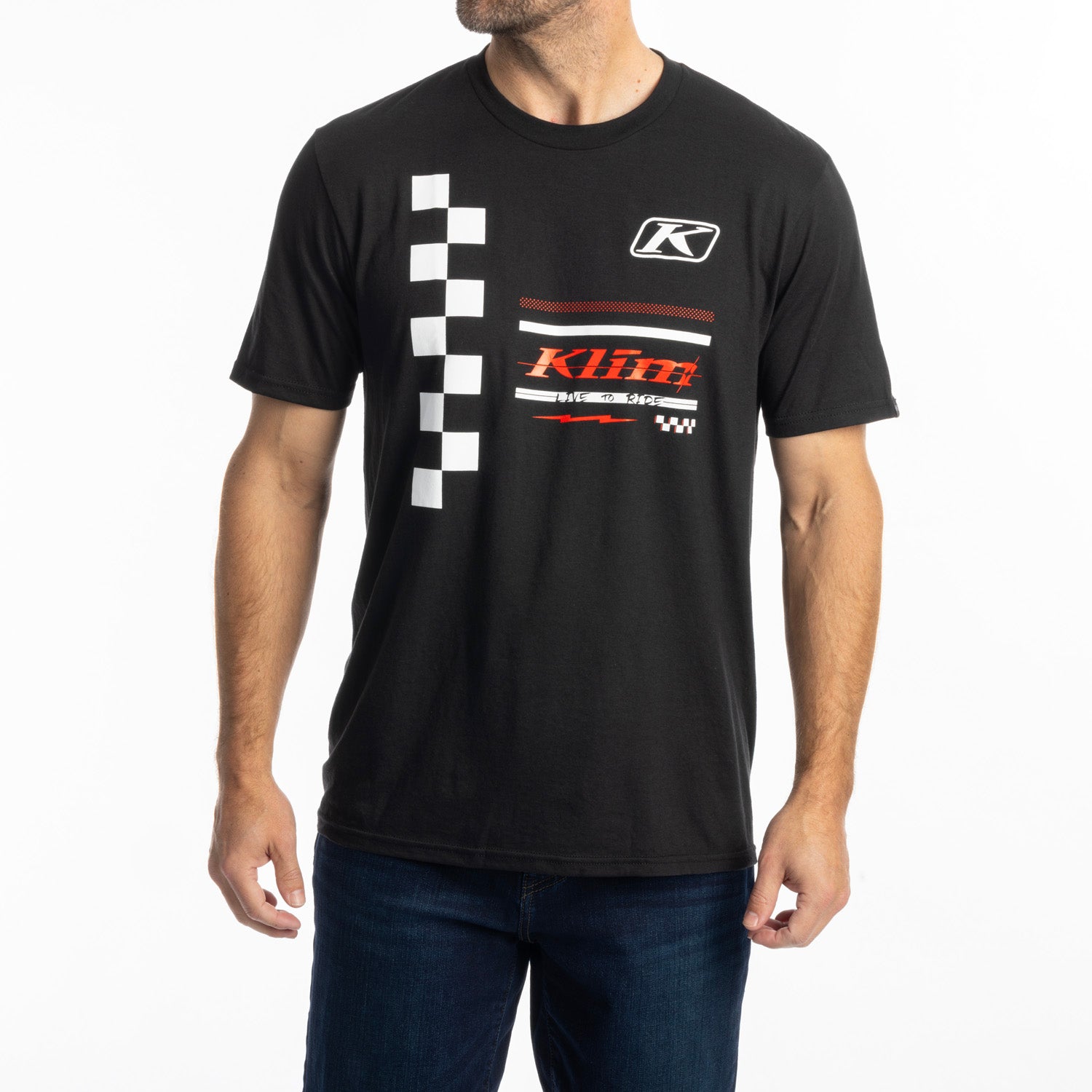Klim Checkered Flag Tri-blend Tee Black - White