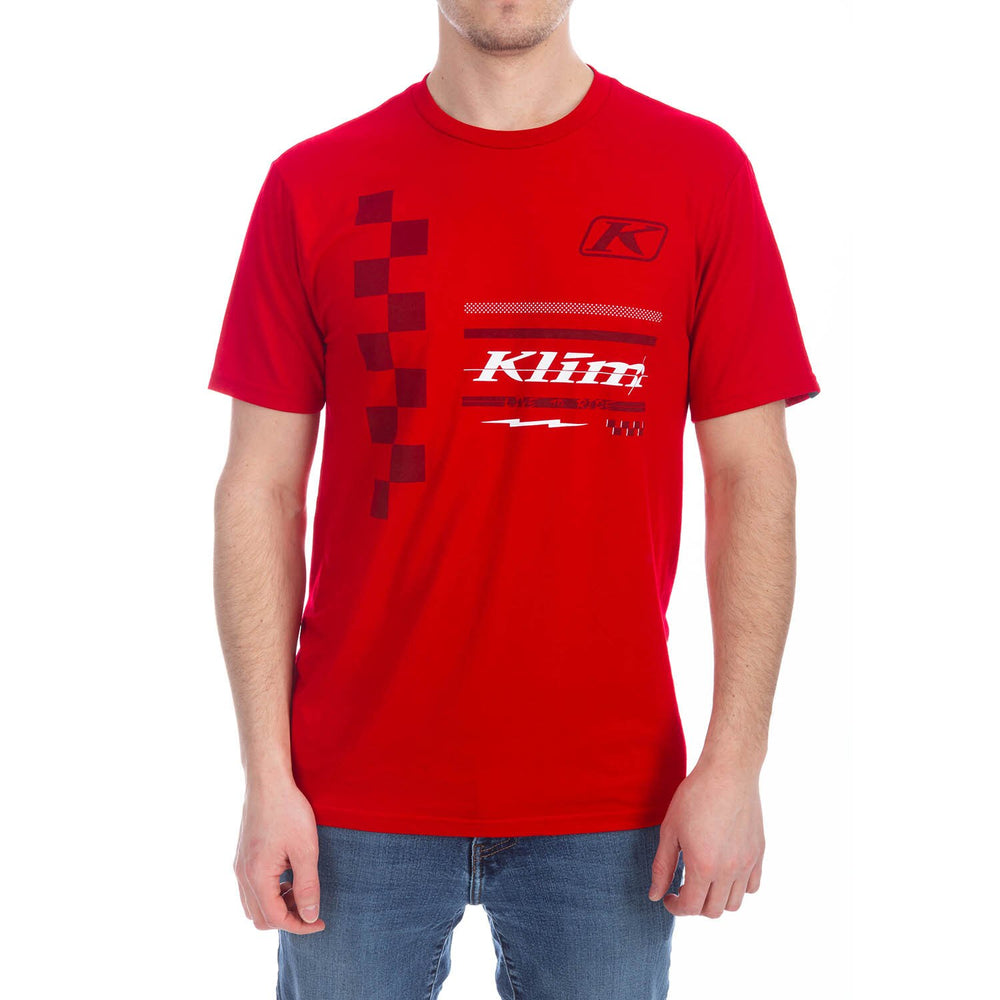Klim Checkered Flag Tri-blend Tee Classic Red - White