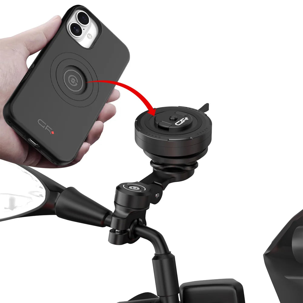GRXPLORE GR-MT9 Motorcycle Mirror Phone Mount, Aluminum, Quick Release