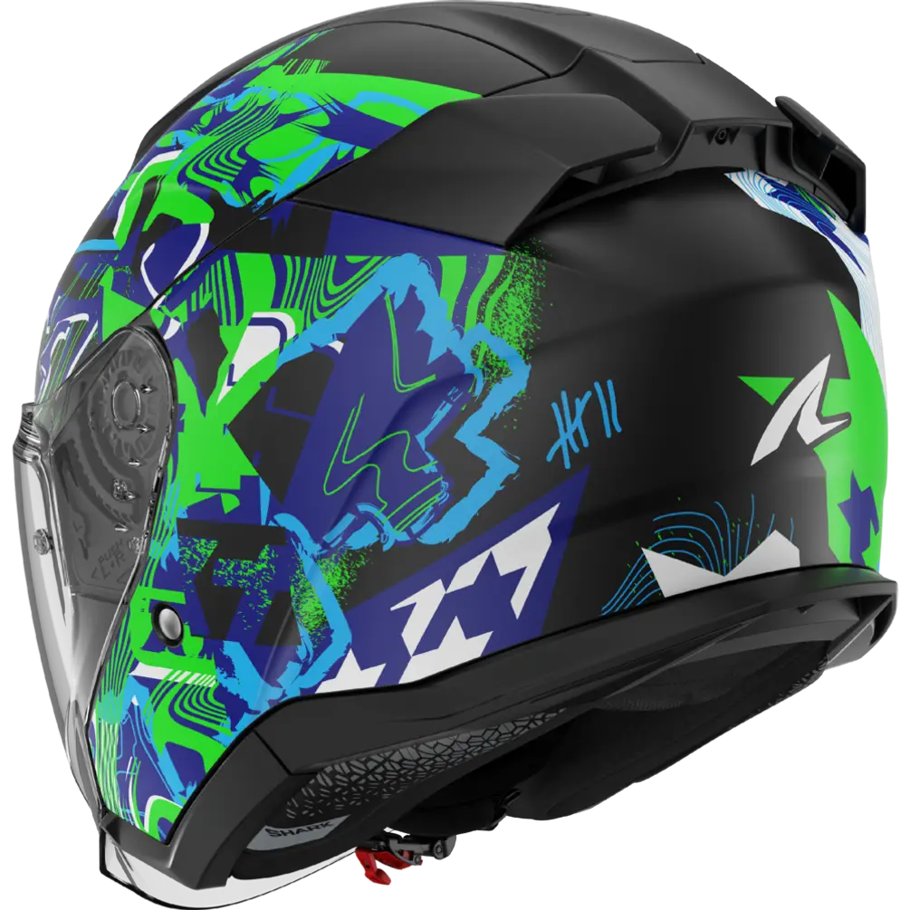 Shark Skwal Jet PRANZ Matt Black/Green/Blue Helmet (KGB)