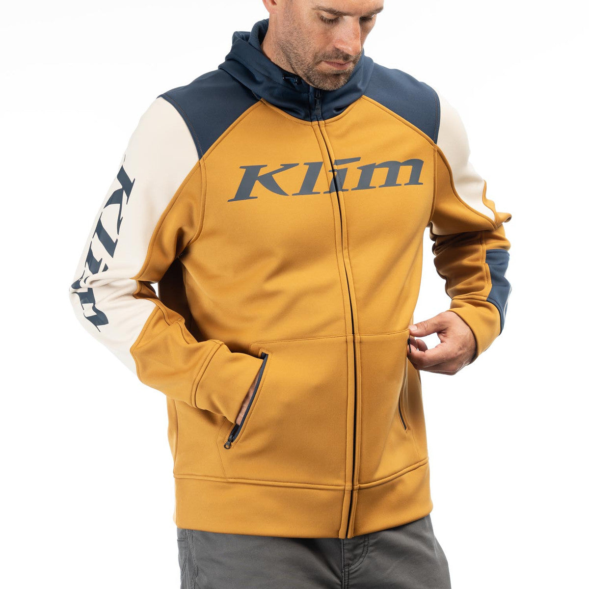 Klim Stealth Hoodie Golden Brown - Dress Blues