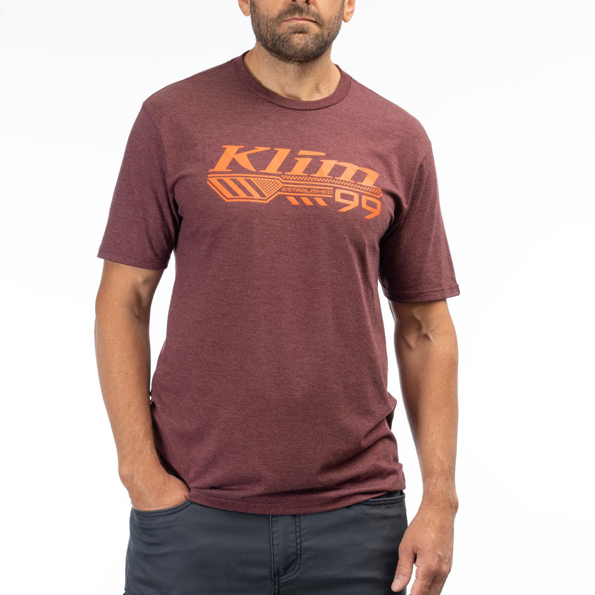 Klim Foundation Tri-Blend T-Shirt Maroon Frost - Red Orange