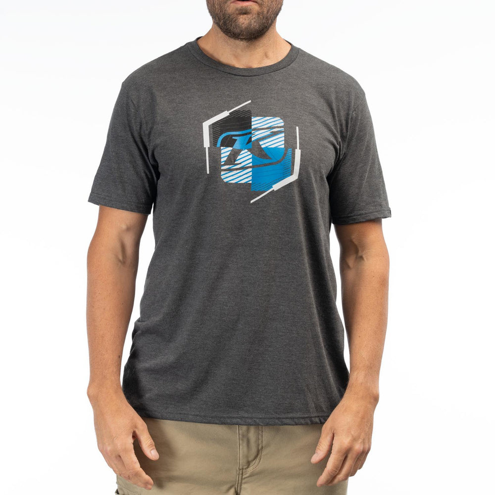 Klim K Shield Crest Tri-Blend Tee Heathered Charcoal - Imperial Blue