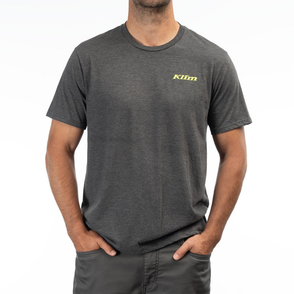 Klim Discovery Tri-Blend Tee Heathered Charcoal - Hi-Vis