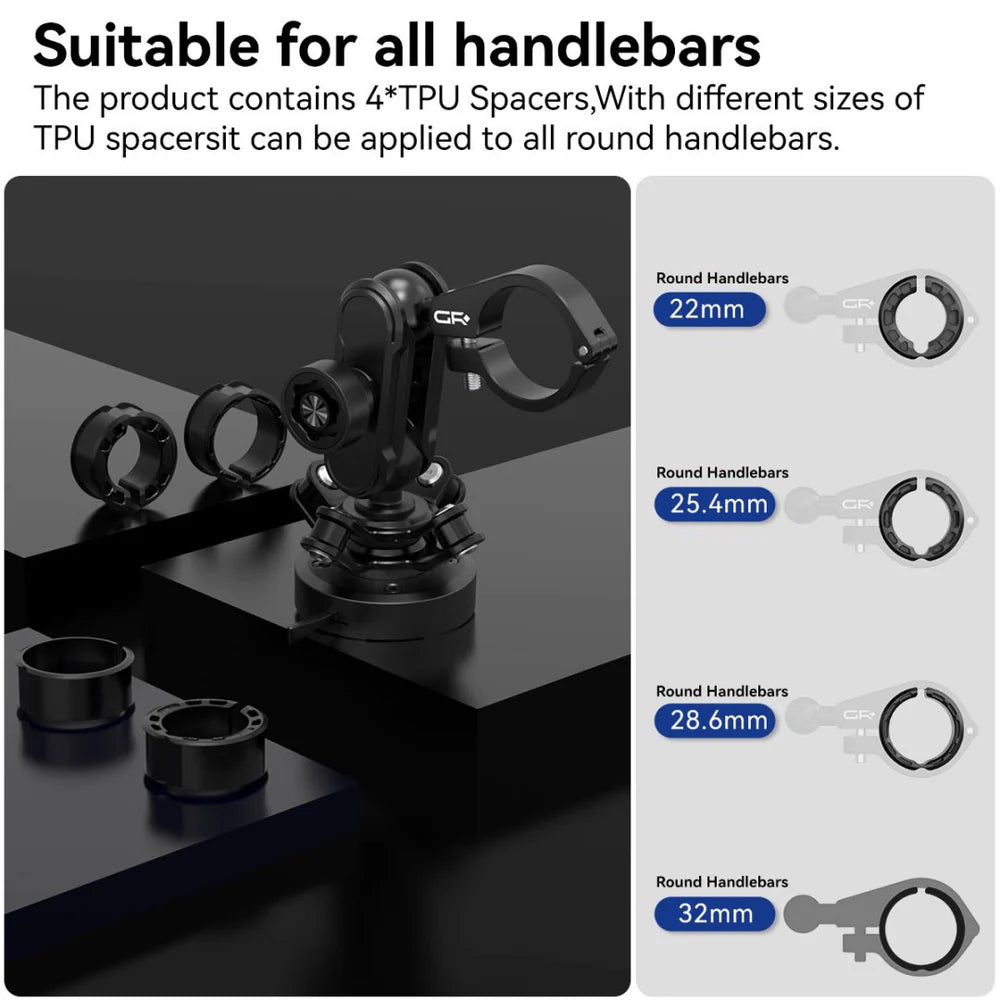 GRXPLORE GR-MT6-L Anti-theft Handlebar Mount with Vibration Dampener