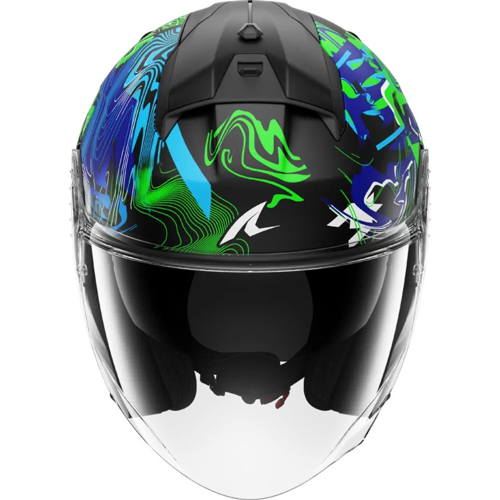 Shark Skwal Jet PRANZ Matt Black/Green/Blue Helmet (KGB)