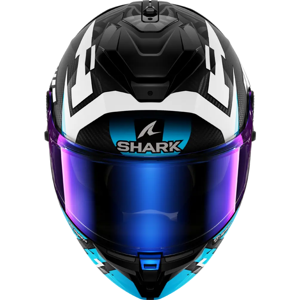 Shark Spartan GT Pro Carbon Zarco Track Racer Carbon White/Blue Helmet (DWB)