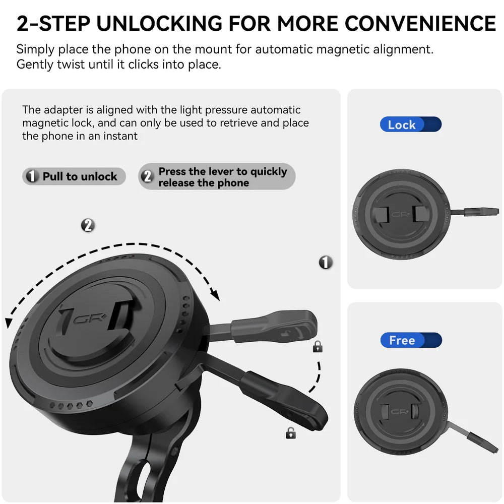GRXPLORE GR-MW65 Motorcycle Wireless Charging Handlebar Phone Mount