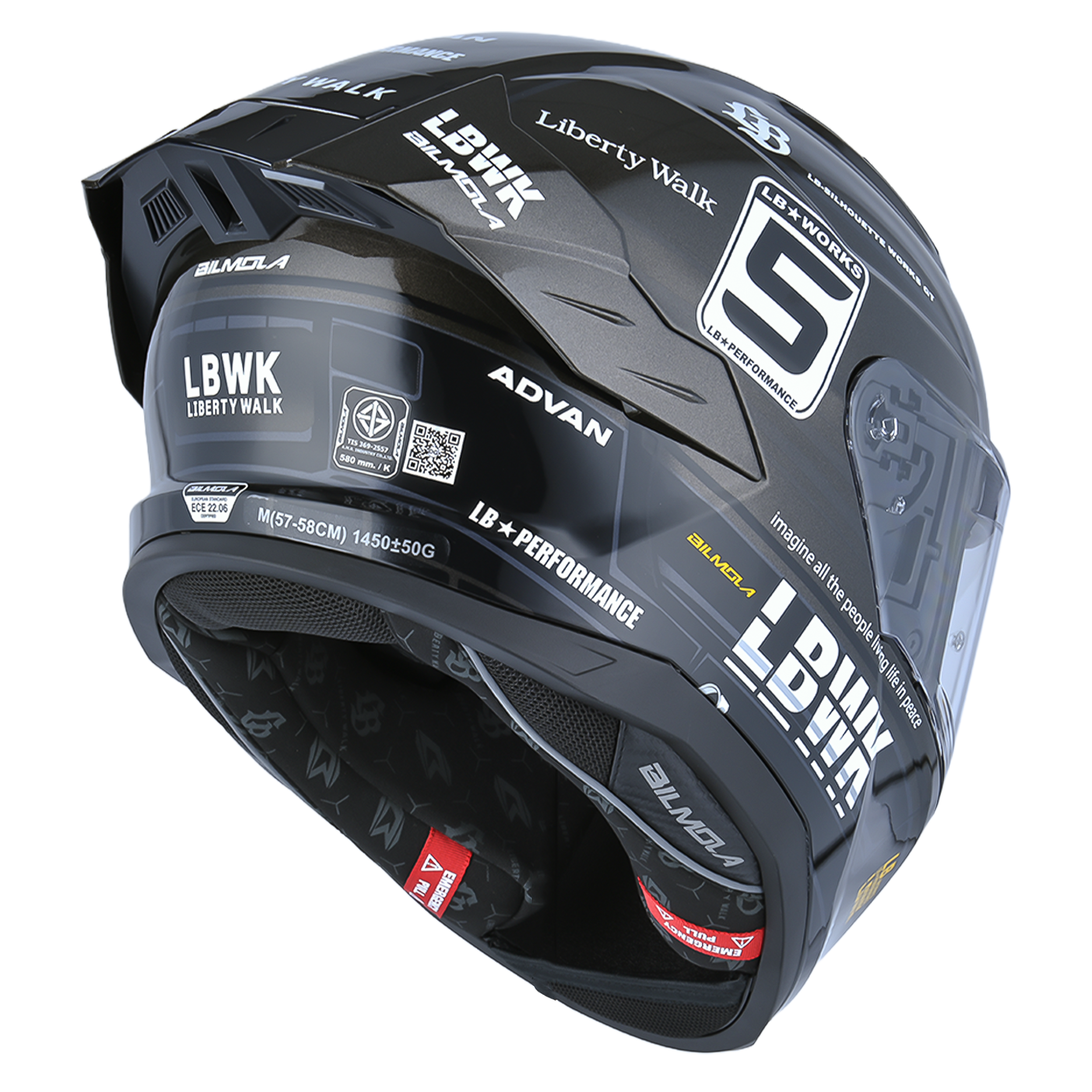 Bilmola Nex R x Liberty Walk - Super Silhouette BLACK Helmet LBWK