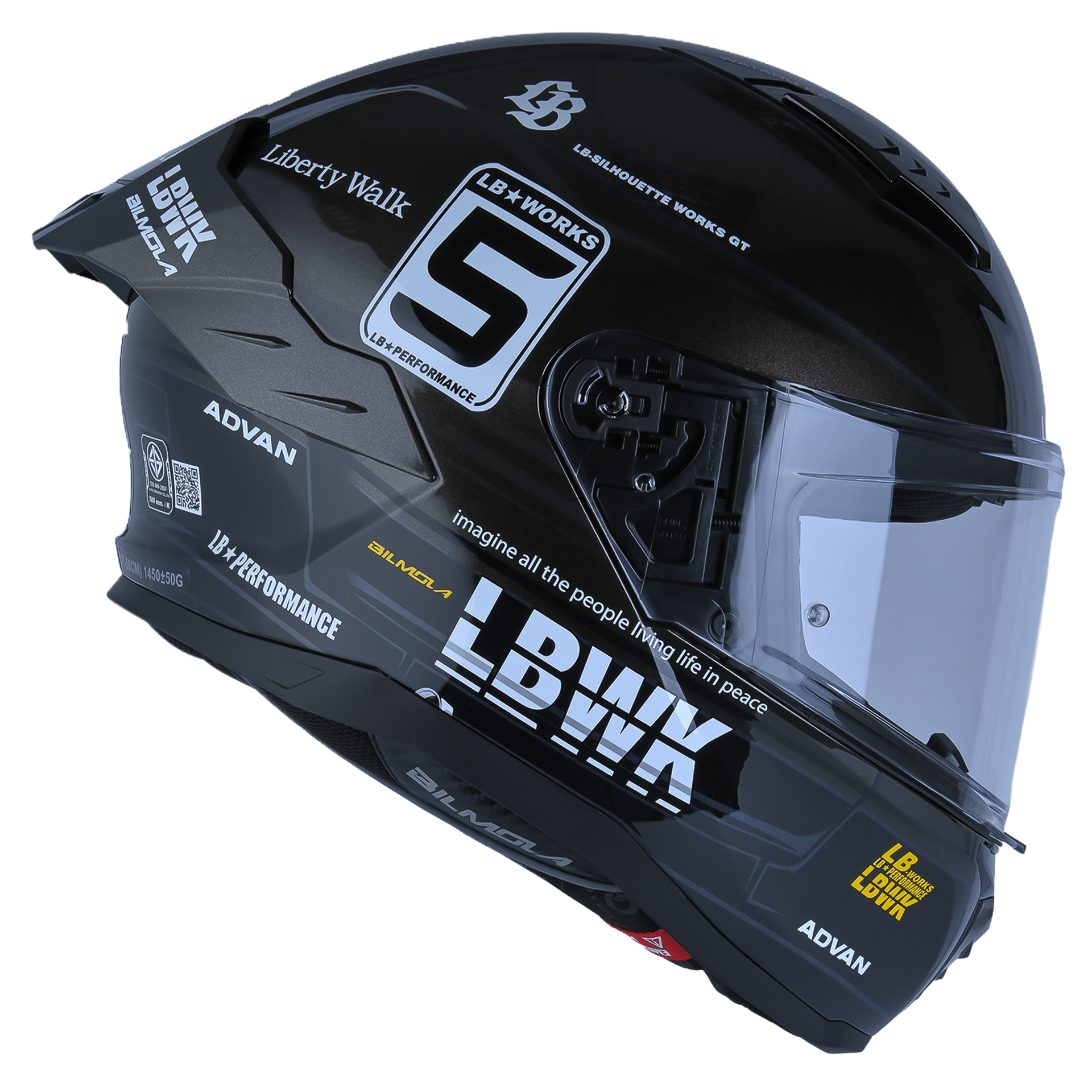 Bilmola Nex R x Liberty Walk - Super Silhouette BLACK Helmet LBWK