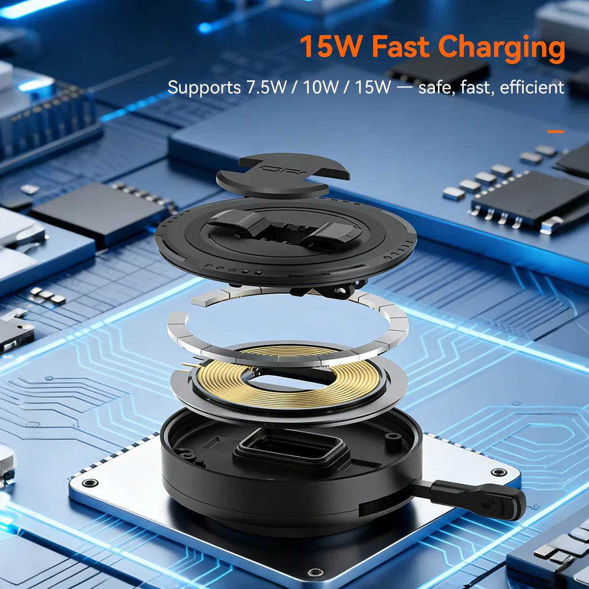 GRXPLORE GR-MW62 Brake Reservoir Mount with Wireless Charging with Vibration Dampener