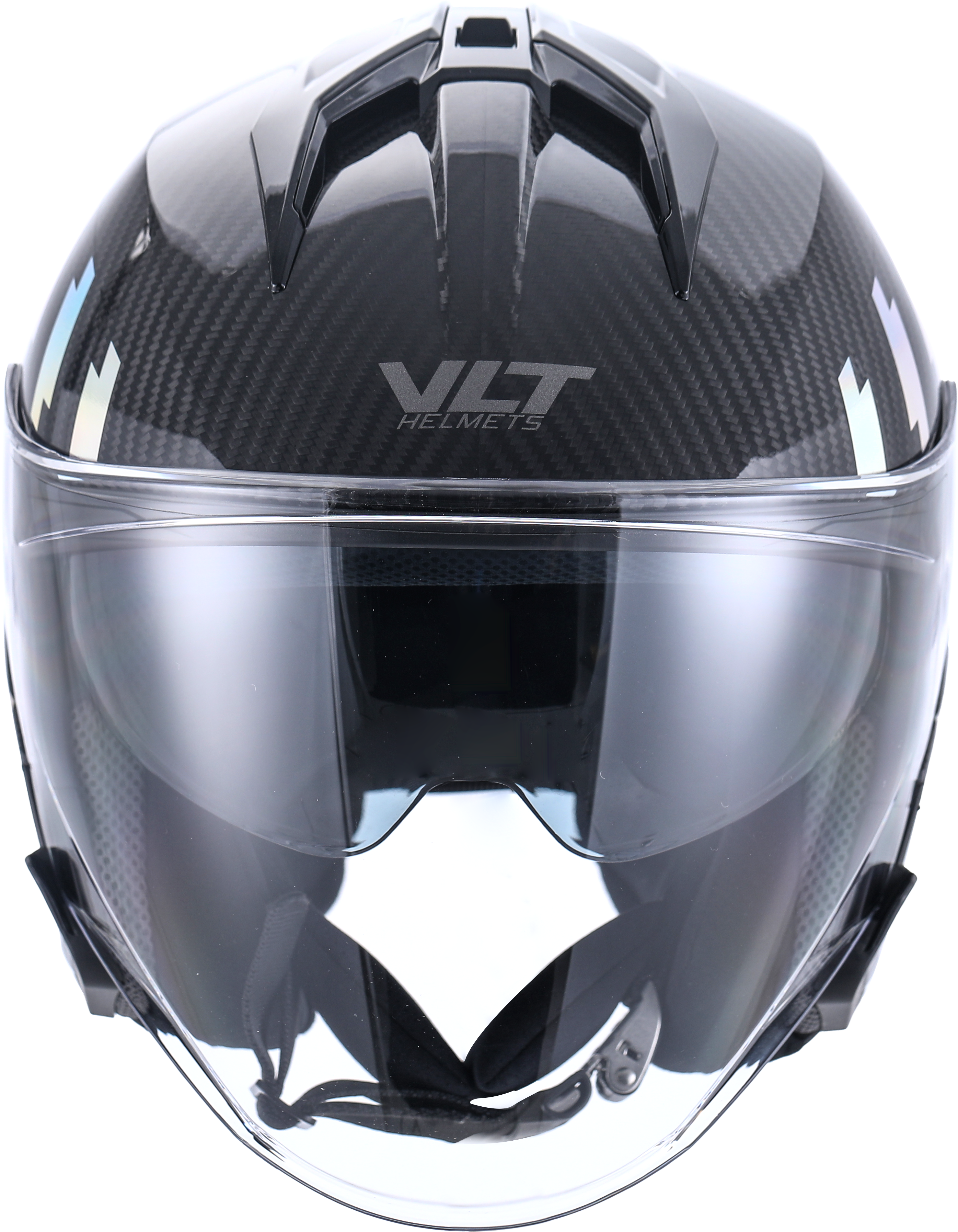 VLT CRUZA Gloss 3k Carbon Halo Silver Chrome Helmet