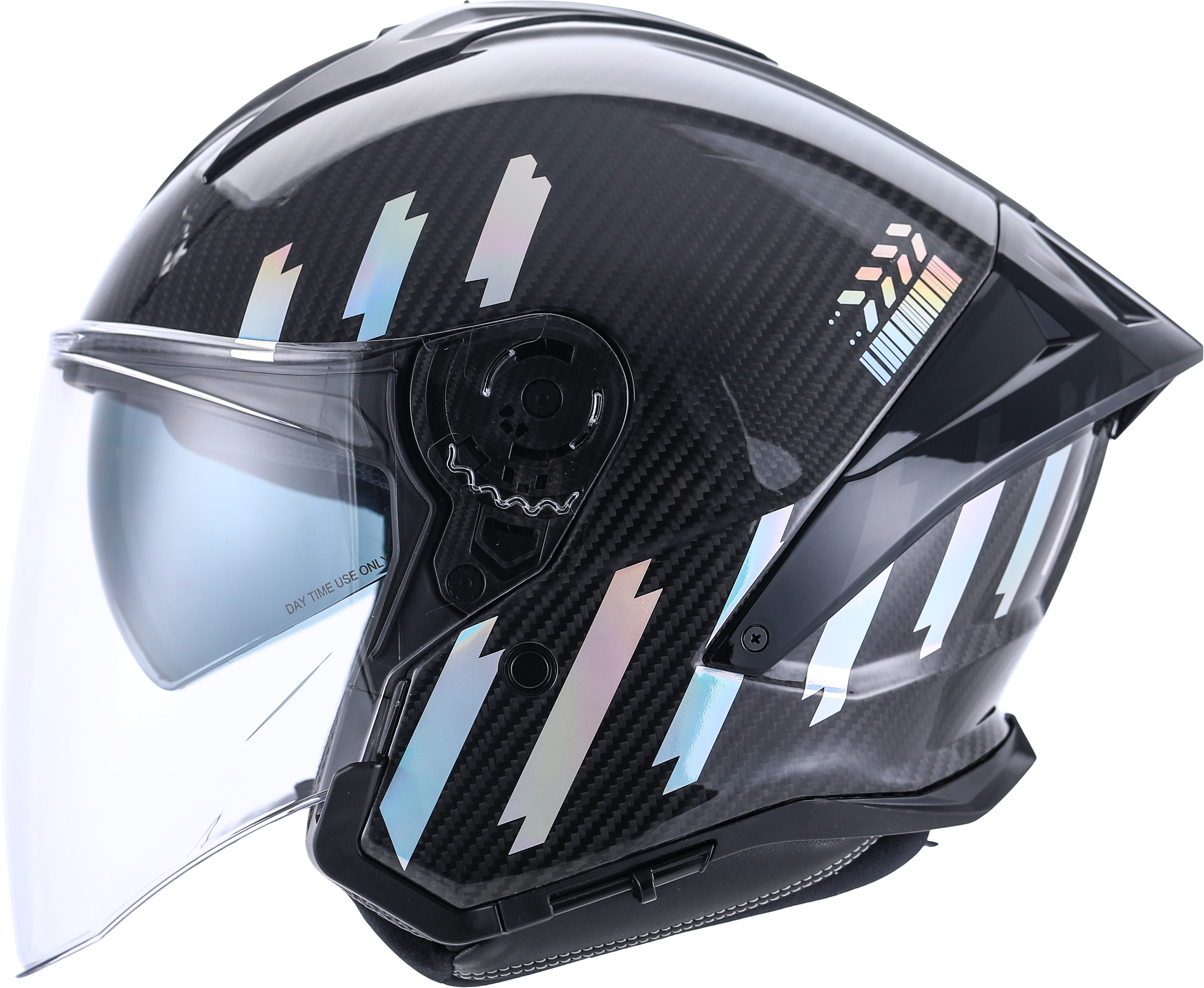 VLT CRUZA Gloss 3k Carbon Halo Silver Chrome Helmet