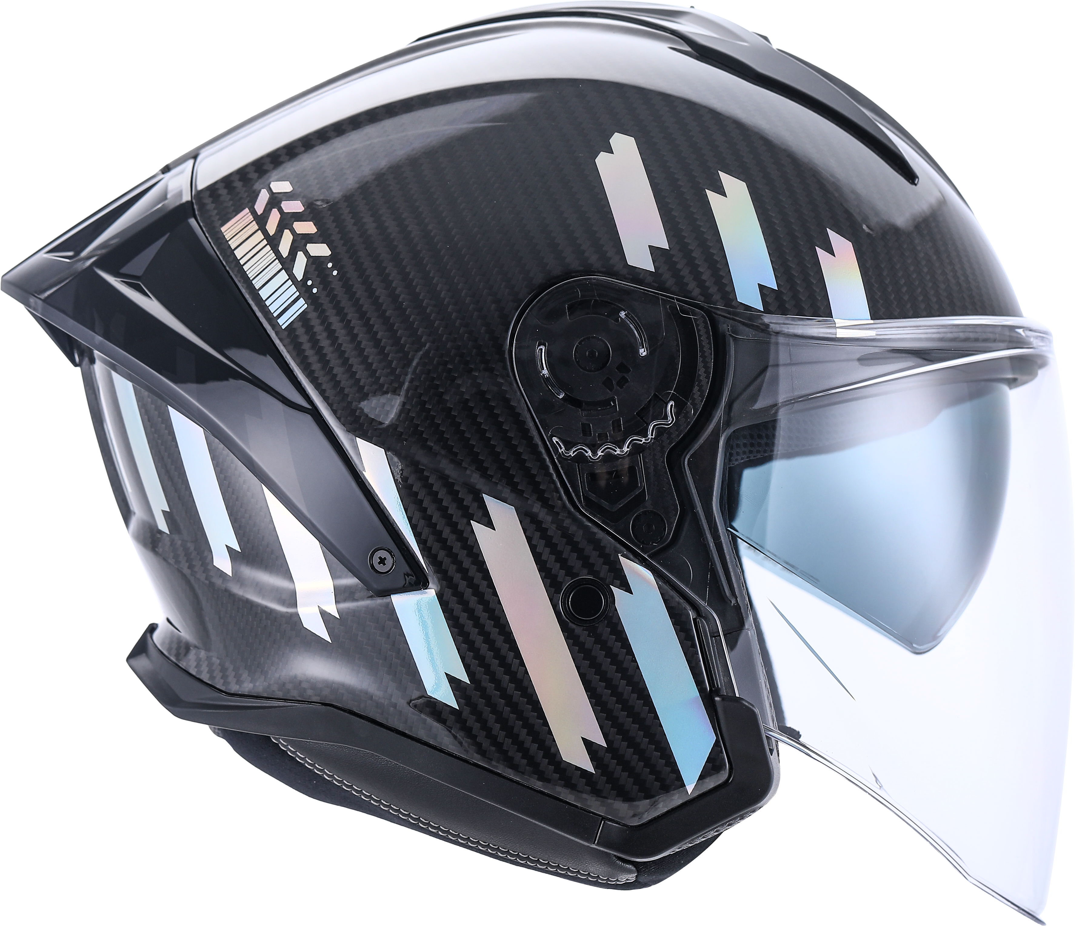 VLT CRUZA Gloss 3k Carbon Halo Silver Chrome Helmet