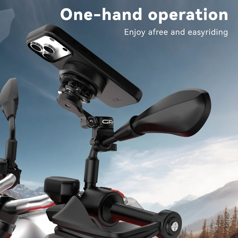 GRXPLORE GR-MT9 Motorcycle Mirror Phone Mount, Aluminum, Quick Release