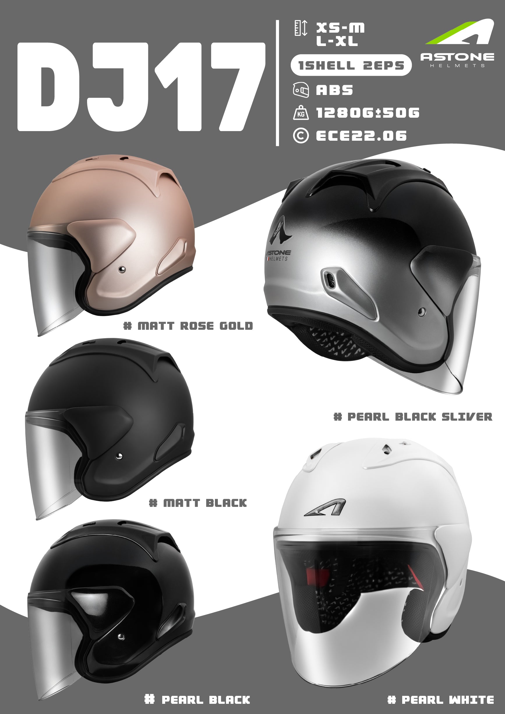 Astone DJ17 v1 Helmet - Gloss Black