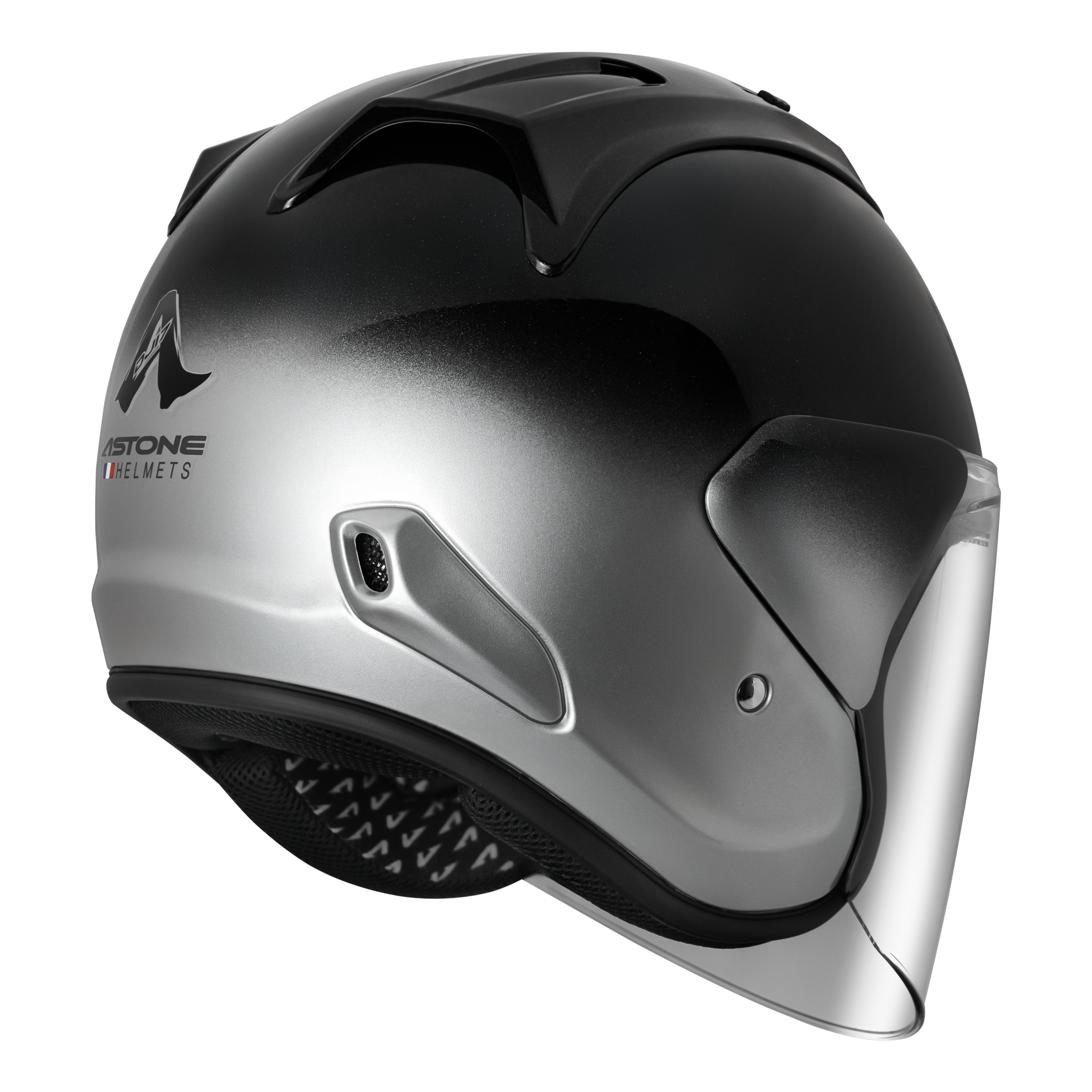 Astone DJ17 v2 Helmet - Gradient Gloss Black/Silver 2 Tone