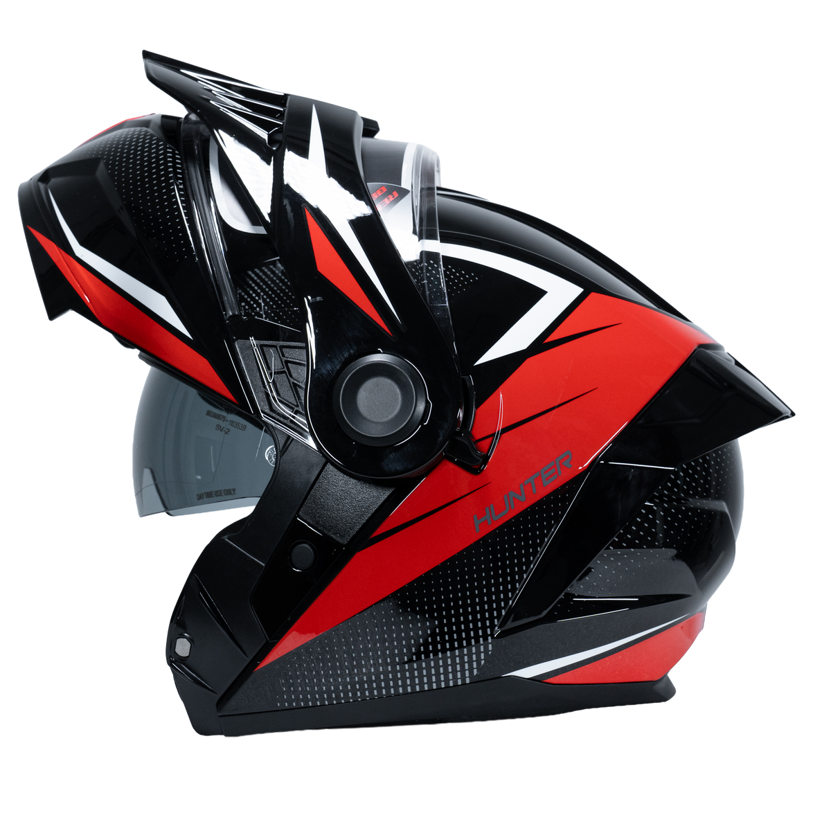 VLT Hunter Gloss Splinter Red/ Black Modular Helmet
