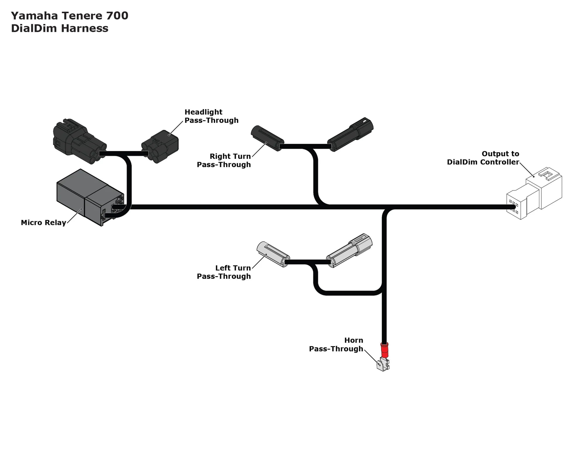 Denali Plug-&-Play DialDim Wiring Adapter for Yamaha Tenere 700 [DNL.WHS.20300]