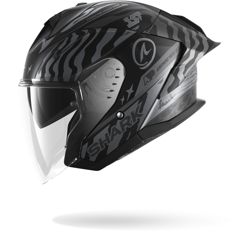 Shark Skwal Jet Cup SPEED-FANCY Mat Black Anthracite Silver (KAS)