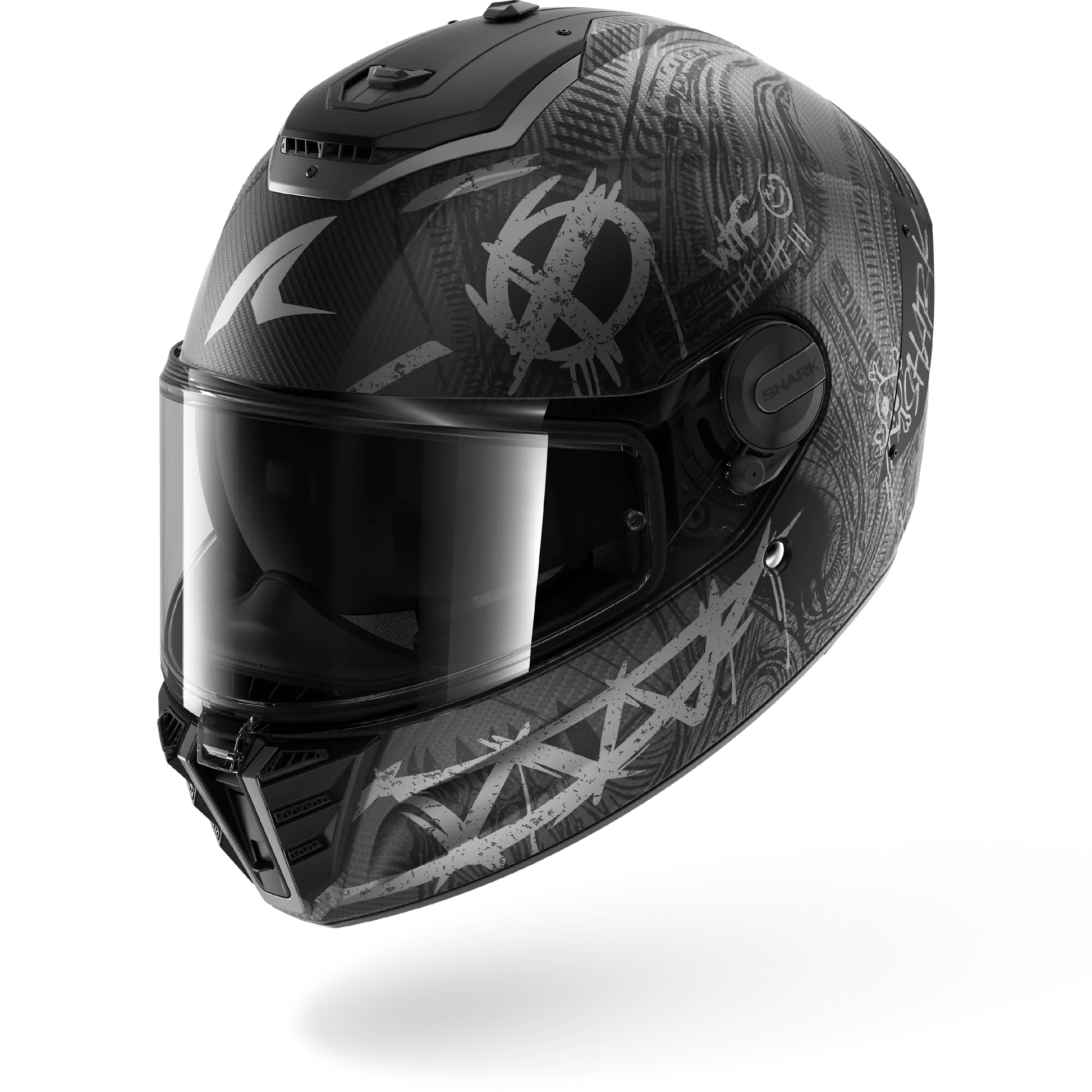 Shark Spartan RS Carbon SHIEVER Mat Carbon Anthracite Silver (DAS)