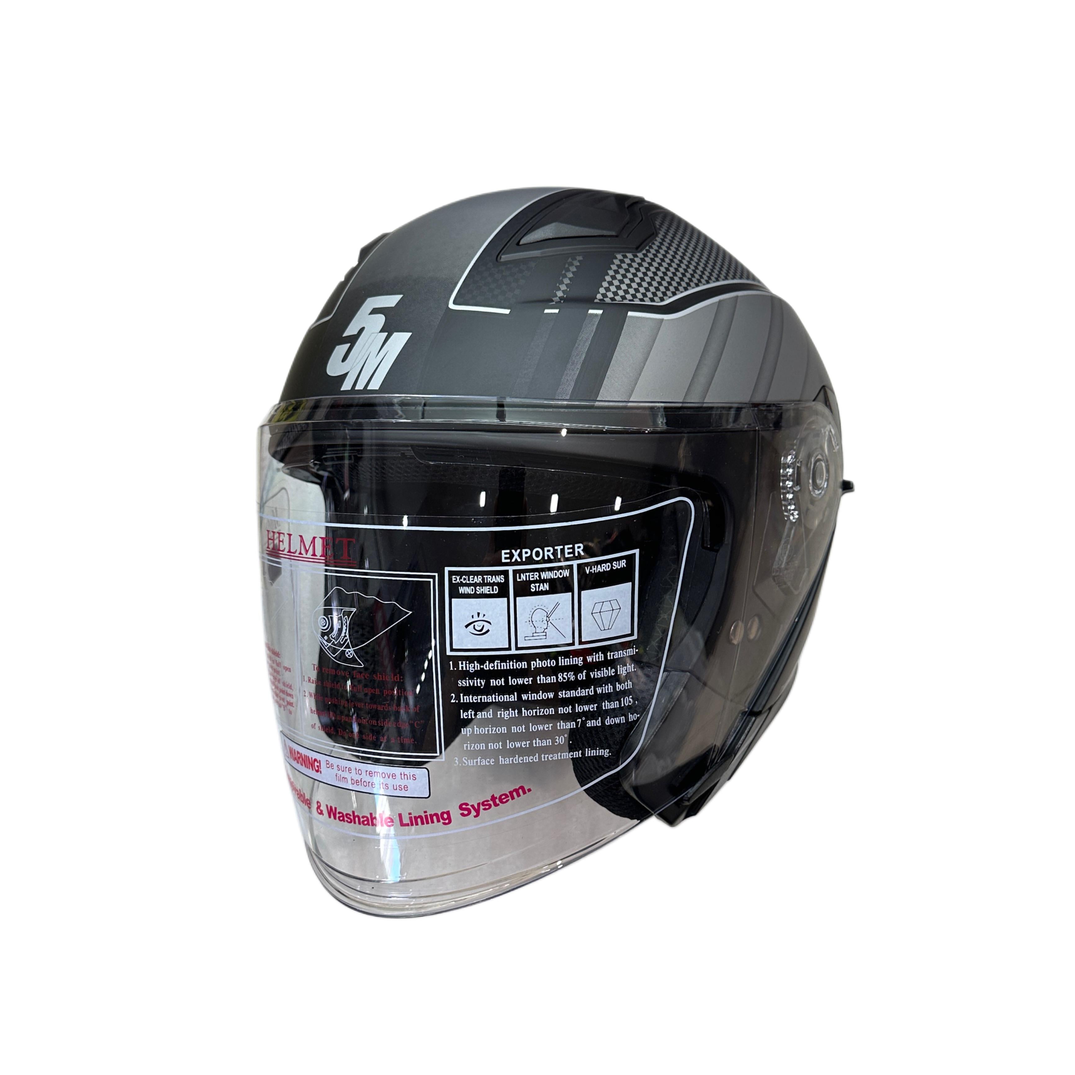 5M Boltz Graphic Matt Silver Helmet