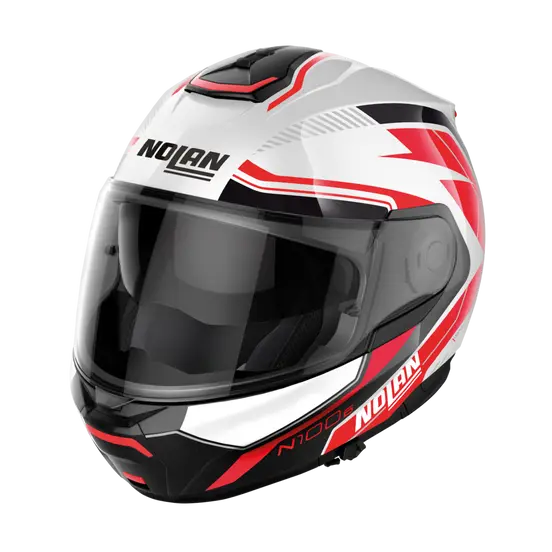 Nolan N100-6 Surveyor N-Com Metal White Red/Black Metal Black 23 (DD-Ring, PSB Approved)
