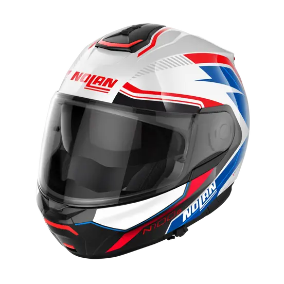 Nolan N100-6 Surveyor N-Com Metal White Blue/Red/Black Metal Black 24 (DD-Ring, PSB Approved)