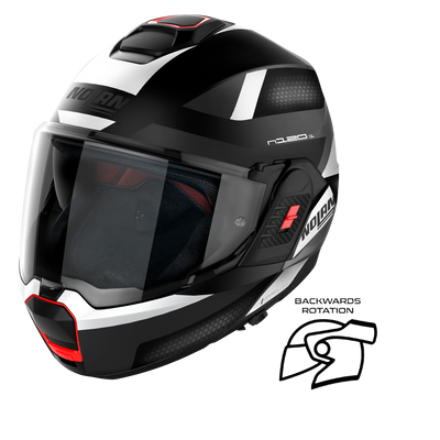 Nolan N120-1 Subway Flat Black/White 21 Flipover Helmet (DD-Ring, PSB Approved)