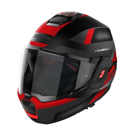 Nolan N120-1 Subway Flat Black/Red 22 (DD-Ring, PSB Approved)