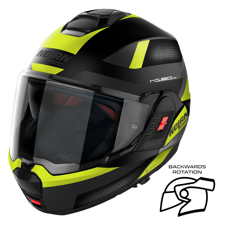 Nolan N120-1 Subway Flat Black/Yellow 23 Flipover Helmet (DD-Ring, PSB Approved)