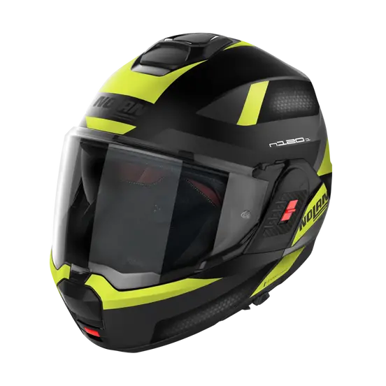 Nolan N120-1 Subway Flat Black/Yellow 23 Flipover Helmet (DD-Ring, PSB Approved)