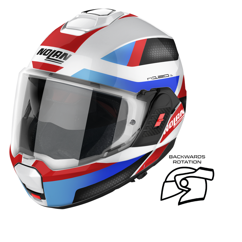 Nolan N120-1 Subway Metal White Blue/Red/Black 24 Flipover Helmet (DD-Ring, PSB Approved)