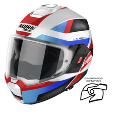 Nolan N120-1 Subway Metal White Blue/Red/Black 24 Flipover Helmet (DD-Ring, PSB Approved)