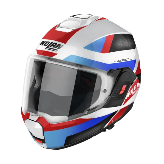 Nolan N120-1 Subway Metal White Blue/Red/Black 24 Flipover Helmet (DD-Ring, PSB Approved)