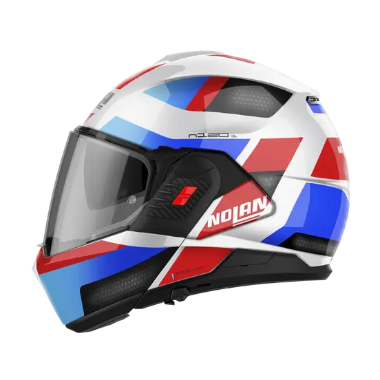 Nolan N120-1 Subway Metal White Blue/Red/Black 24 Flipover Helmet (DD-Ring, PSB Approved)