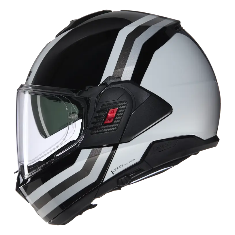 Nolan N120-1 Lineo 348 Black/White/Silver Flipover Helmet (DD-Ring, PSB Approved)