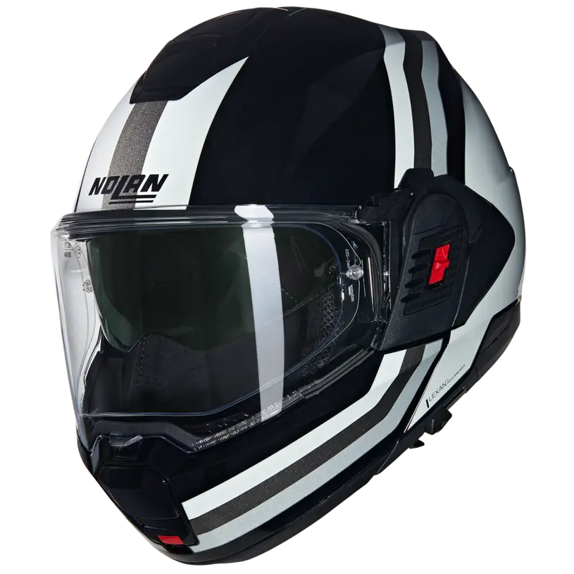 Nolan N120-1 Lineo 348 Black/White/Silver Flipover Helmet (DD-Ring, PSB Approved)